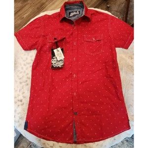 NEW‎ WITH TAGS Drill Shirt Mens Small Red Rio/White Button Down